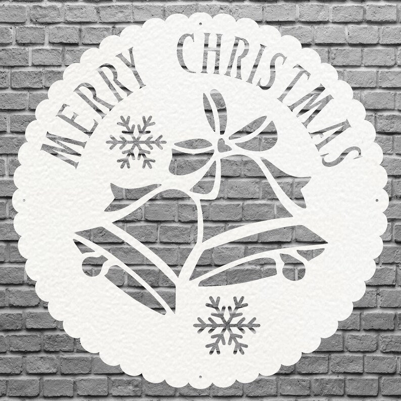Christmas Bell sign, Merry Christmas Wall Decor, Custom Name Wall Metal Sign, Personalized Merry Christmas Gift