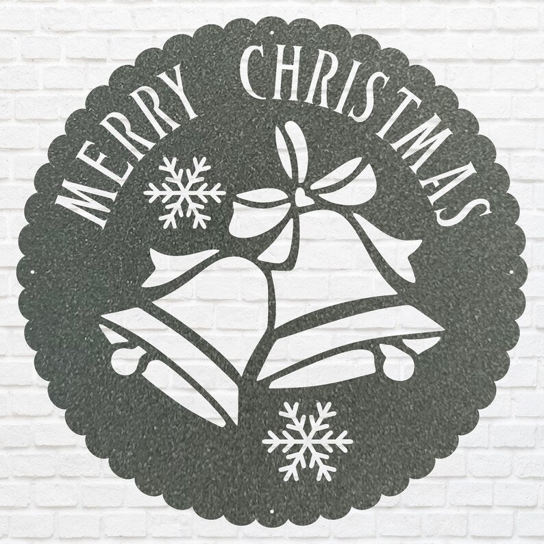 Christmas Bell sign, Merry Christmas Wall Decor, Custom Name Wall Metal Sign, Personalized Merry Christmas Gift