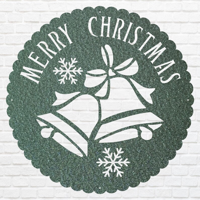 Christmas Bell sign, Merry Christmas Wall Decor, Custom Name Wall Metal Sign, Personalized Merry Christmas Gift