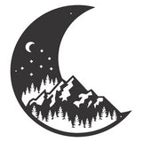 Moon Mountain Metal Wall Art, Laser Cut Metal Moon Mountain Sign