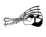 Guitar with Notes Metal Wall Art, Laser Cut Guitar Wall Art, Music Room Decor, Music Wall Art, Above Bed Wall Art, Guitar Player Gift