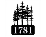 Pine Trees Metal Address Sign, House Numbers Metal Wall Art