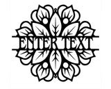 Personalized Mandala Flower Metal Wall Art, Monogram Sign For Home