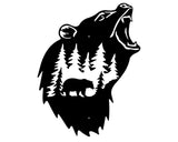 Metal Bear with Tree Wall Art, Personalized Outdoor Signs