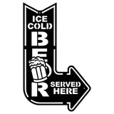Ice Cold Beer Metal Sign, Beer Served Here Arrow Sign Metal Artwork