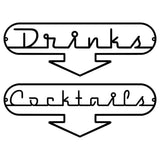 Drinks Cocktails Sign Metal Wall Art, Cocktail Bar Sign