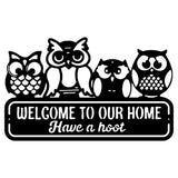 Welcome To Our Home Hoot Owl Metal Wall Art, Owl Wall Decor, Metal Welcome Sign, Bird Wall Art, Metal Sculpture, Outdoor Metal Art, Owl Gift