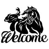 Welcome Horse Metal Wall Art, Animal Wall Art, Geometric Metal Horse Decor, Home Office Decoration, Horse Lover Gift, Wall Hangings