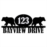 Metal Bears Address Sign, Animal House Number Plaque