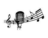 Old Mic With Notes Metal Wall Art, Laser Cut Music Metal Wall Art, Music Room Decor, Metal Sign, Above Bed Wall Art, Music Lover Gift