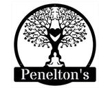 Metal Heart Tree Wall Art, Decorative Family Name Metal Art for Walls
