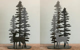 Sitka Trees with Deer Metal Wall Art, Metal Outdoor Signs