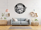 Metal Monogram Sign, Bought Not Built Nostalgic Metal Wall Art