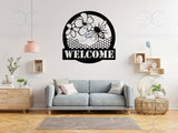 Bees Welcome Round Metal Wall Art, Metal Welcome Sign