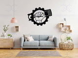 Fist And Piston Metal Wall Art, Holding Hands Wall Decor