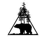 Bear with Tree Metal Wall Art, Personalized Outdoor Signs