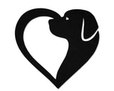 Metal Dog Heart Decor, Dog Face and Heart Wall Sign