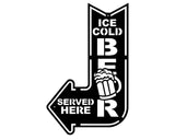 Ice Cold Beer Metal Sign, Beer Served Here Arrow Sign Metal Artwork