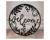Floral Metal Welcome Sign, Welcome Round Sign Outdoor Decor