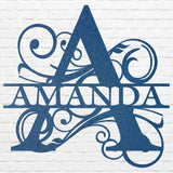 Split Monogram Metal Name Sign, Custom Name Sign