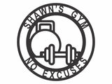 Custom Metal Gym Sign, Workout Monogram Metal Sign