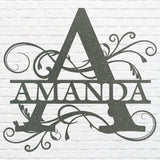 Split Letter Monogram Name Sign, Custom Metal Sign