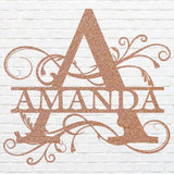 Split Letter Monogram Name Sign, Custom Metal Sign