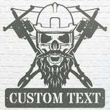 Custom Lineman Name Sign, Skull Metal Wall Art