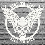 Live to Ride, Ride to Live, Skull Metal Wall Art, Biker Skull Wall Decor, Bike Lover Wall Art, Boy Room Decor, Garage Decor