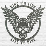Live to Ride, Ride to Live, Skull Metal Wall Art, Biker Skull Wall Decor, Bike Lover Wall Art, Boy Room Decor, Garage Decor