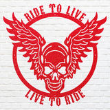Live to Ride, Ride to Live, Skull Metal Wall Art, Biker Skull Wall Decor, Bike Lover Wall Art, Boy Room Decor, Garage Decor