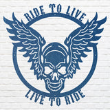 Live to Ride, Ride to Live, Skull Metal Wall Art, Biker Skull Wall Decor, Bike Lover Wall Art, Boy Room Decor, Garage Decor