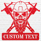 Custom Lineman Name Sign, Skull Metal Wall Art