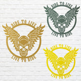 Live to Ride, Ride to Live, Skull Metal Wall Art, Biker Skull Wall Decor, Bike Lover Wall Art, Boy Room Decor, Garage Decor