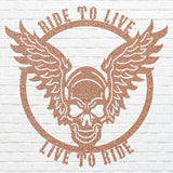 Live to Ride, Ride to Live, Skull Metal Wall Art, Biker Skull Wall Decor, Bike Lover Wall Art, Boy Room Decor, Garage Decor