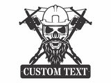 Custom Lineman Name Sign, Skull Metal Wall Art