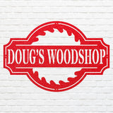 Woodshop Sign Metal Wall Art, Custom Metal Sign for Outdoor Decor
