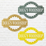 Woodshop Sign Metal Wall Art, Custom Metal Sign for Outdoor Decor