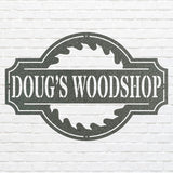 Woodshop Sign Metal Wall Art, Custom Metal Sign for Outdoor Decor