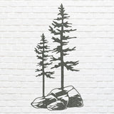 Two Pine Trees on a Rock, Metal Wall Unique Home Decor, Nature Lover Gift