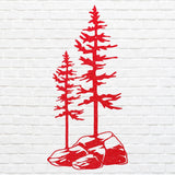 Two Pine Trees on a Rock, Metal Wall Unique Home Decor, Nature Lover Gift
