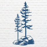 Two Pine Trees on a Rock, Metal Wall Unique Home Decor, Nature Lover Gift