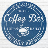 Coffee Bar Sign, Custom Metal Bar Wall Art, Metal Coffee Bar Ideas, Round Bar Wall Decor, Coffee Shop Metal Wall Art