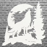 Howling Wolf Wall Art, Metal Animal Wall Art, Wolf Howling at Moon Metal Decor, Laser Cut Metal Wolf Wall Art