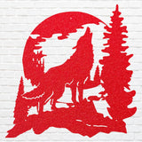 Howling Wolf Wall Art, Metal Animal Wall Art, Wolf Howling at Moon Metal Decor, Laser Cut Metal Wolf Wall Art