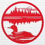 Metal Bird Wall Art, Loon In The Water Metal Wall Art, Lake House Decor, Modern Living Room Wall Decor, Bird Lover Gift