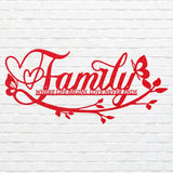 Metal Family Art, Metal Family Wall Art Décor, Custom Metal Sign, Family Heart Wall Decor, Wall Hanging Art, Farmhouse Decor For Family