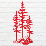 Metal Pine Trees Wall Art, Three Pine Trees On A Rock Metal Art, Metal Wall Unique Home Decor, Nature Lover Gift