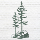 Two Pine Trees on a Rock, Metal Wall Unique Home Decor, Nature Lover Gift
