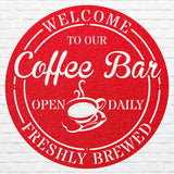 Coffee Bar Sign, Custom Metal Bar Wall Art, Metal Coffee Bar Ideas, Round Bar Wall Decor, Coffee Shop Metal Wall Art